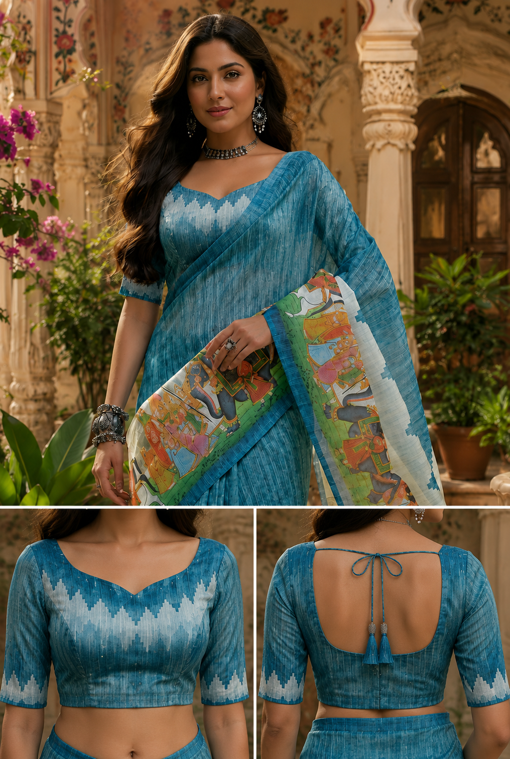 Linen Digital Printed Party Wear Saree - SAR-6004 - hero