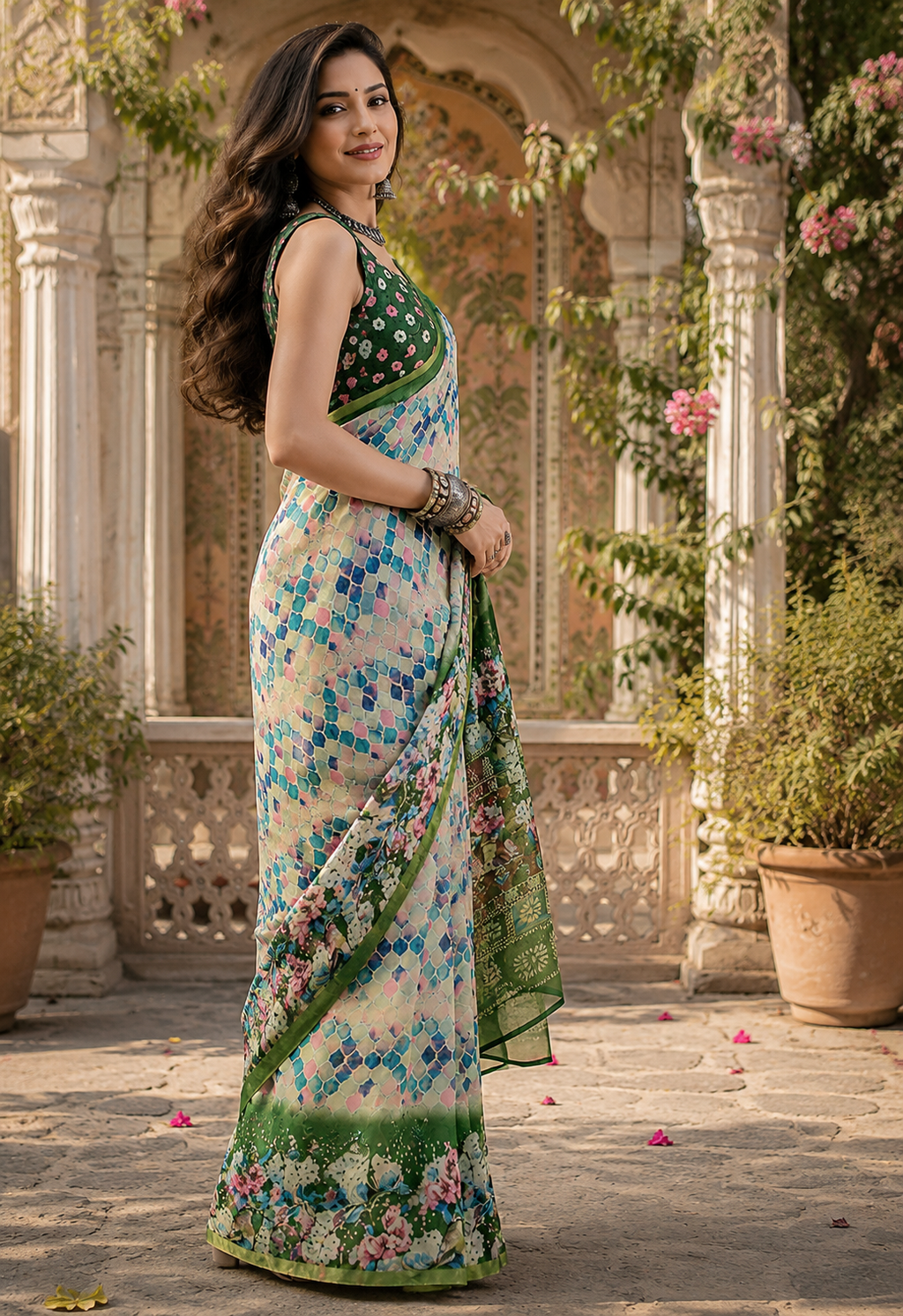 Linen Digital Printed Party Wear Saree - SAR-6005 - image 3