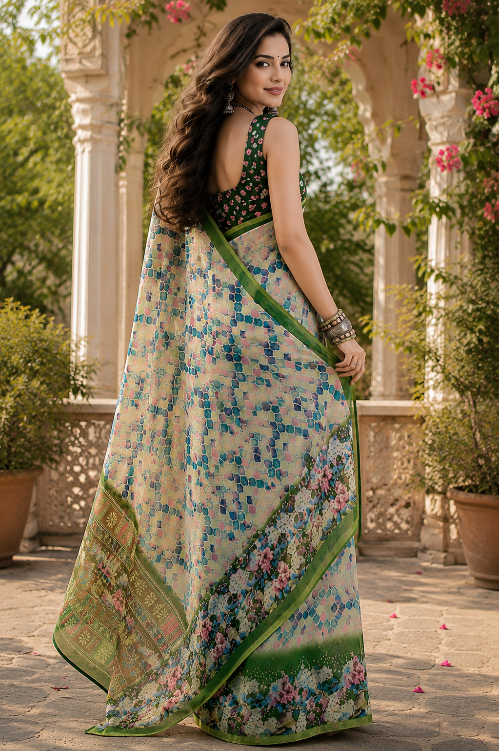 Linen Digital Printed Party Wear Saree - SAR-6005 - image 4