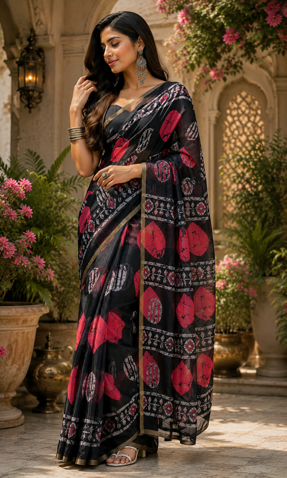 Linen Digital Printed Party Wear Saree - SAR-6006 - image 5
