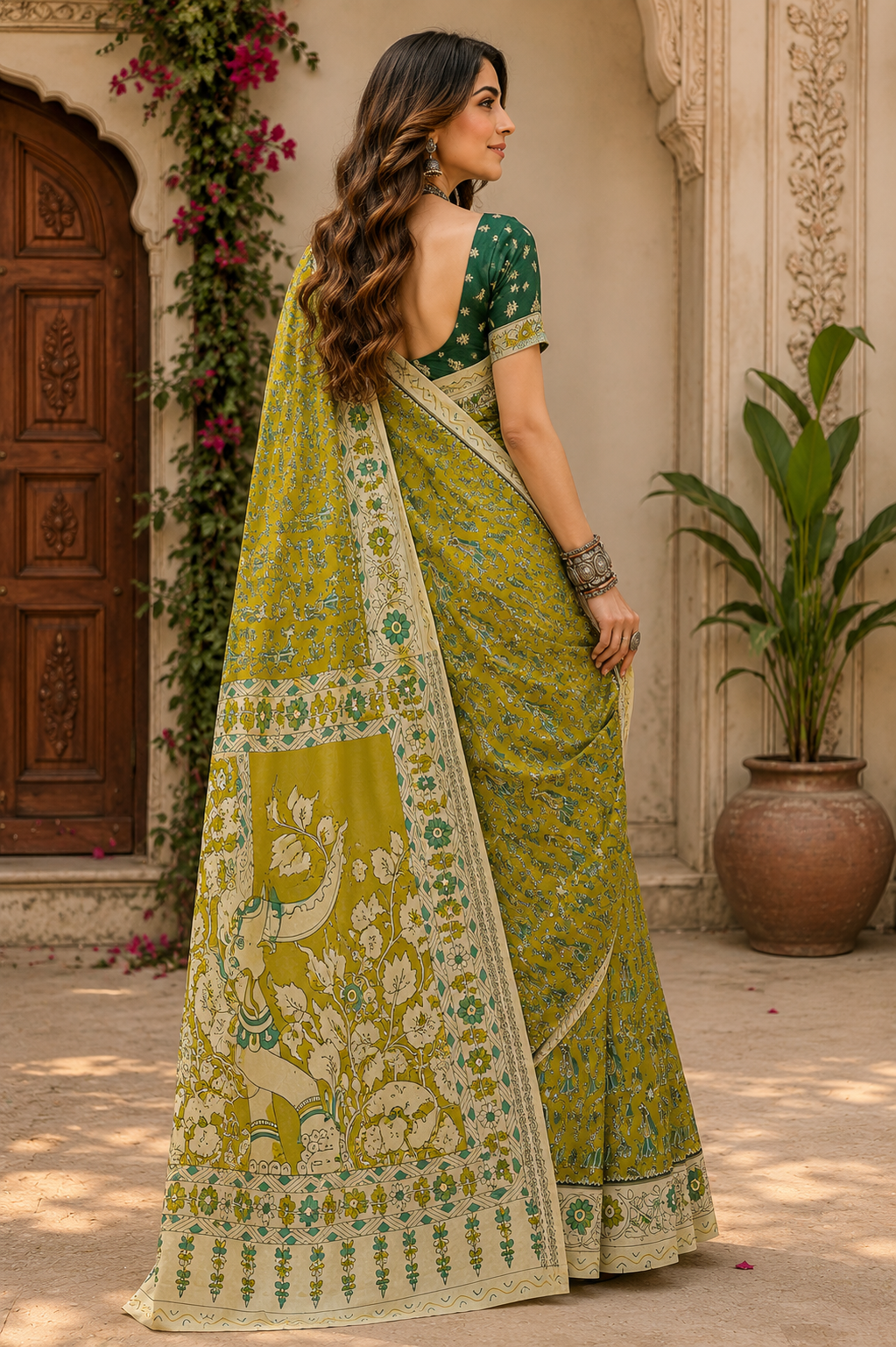 Linen Digital Printed Party Wear Saree - SAR-6007 - image 4