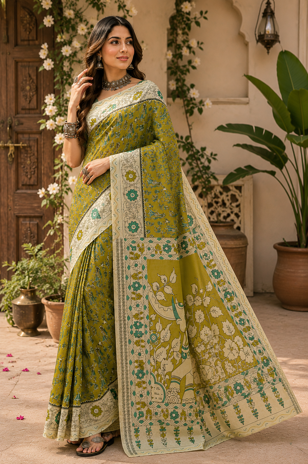 Linen Digital Printed Party Wear Saree - SAR-6007 - image 5