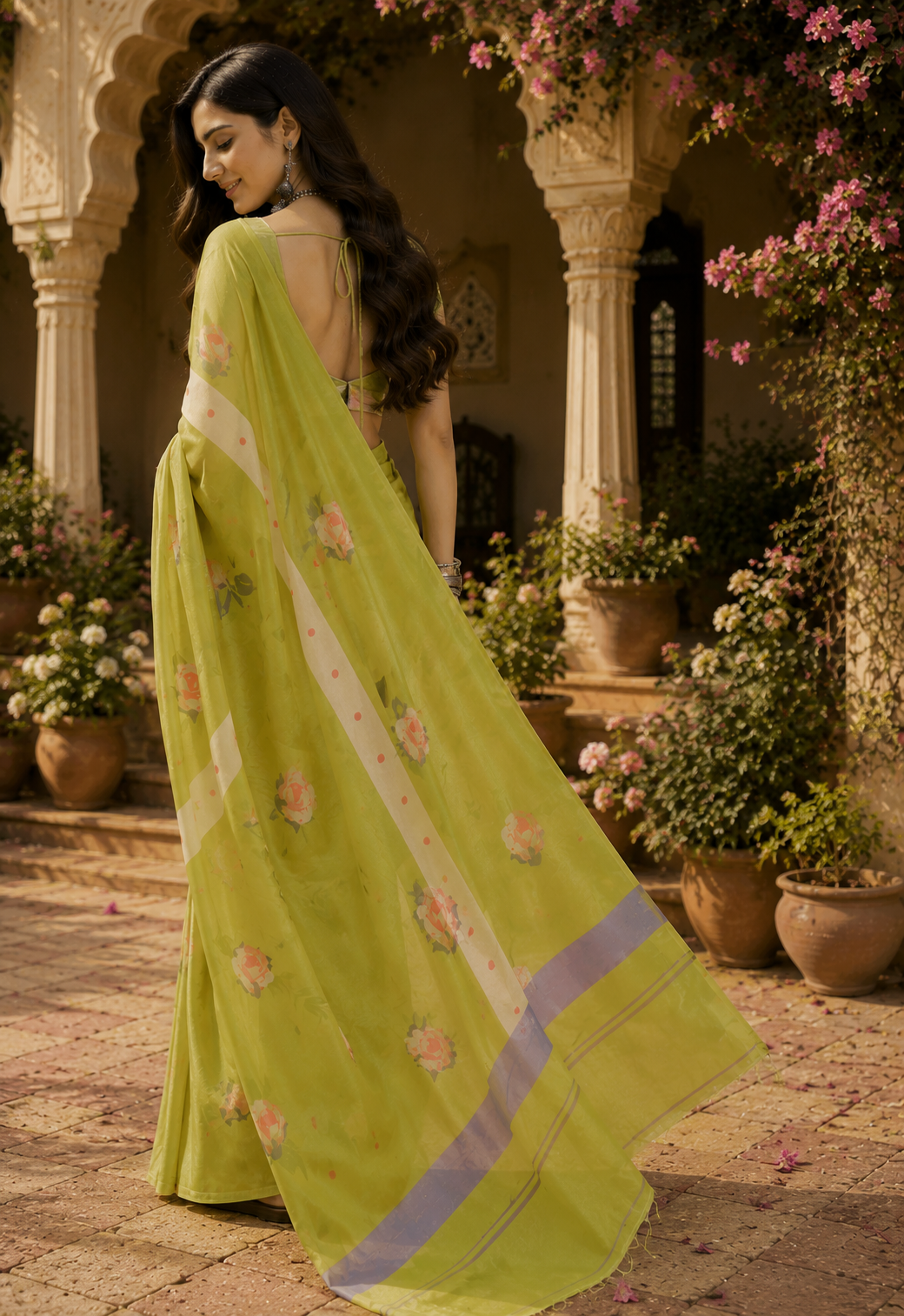 Linen Digital Printed Party Wear Saree - SAR-6008 - image 3