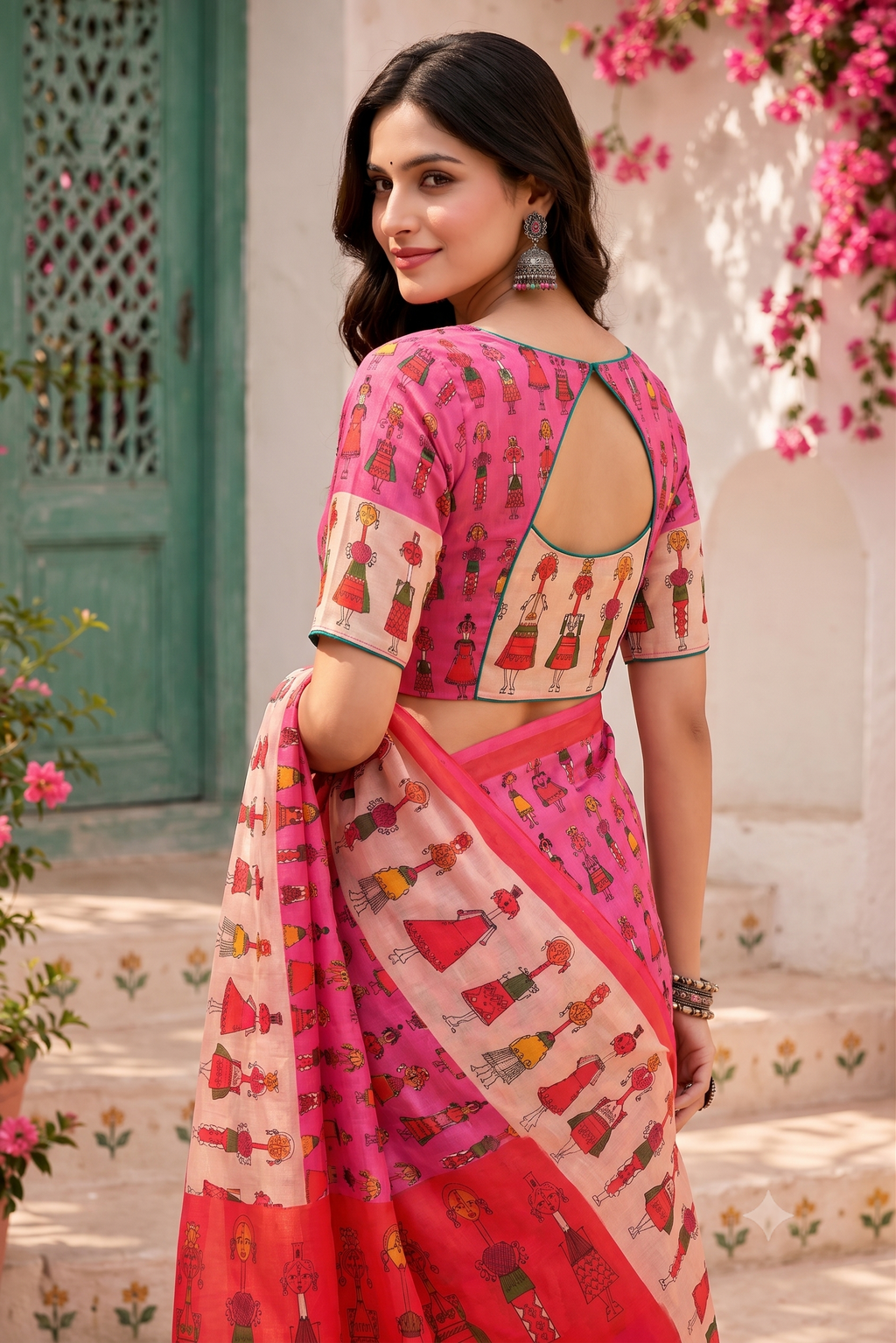 Linen Digital Printed Party Wear Saree - SAR-6009 - hero