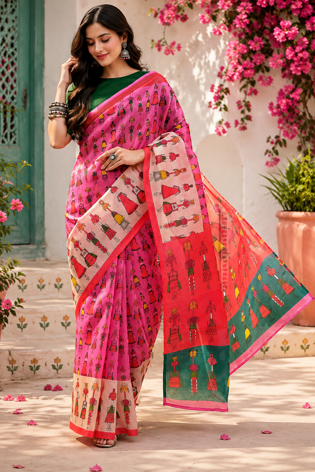 Linen Digital Printed Party Wear Saree - SAR-6009 - image 2