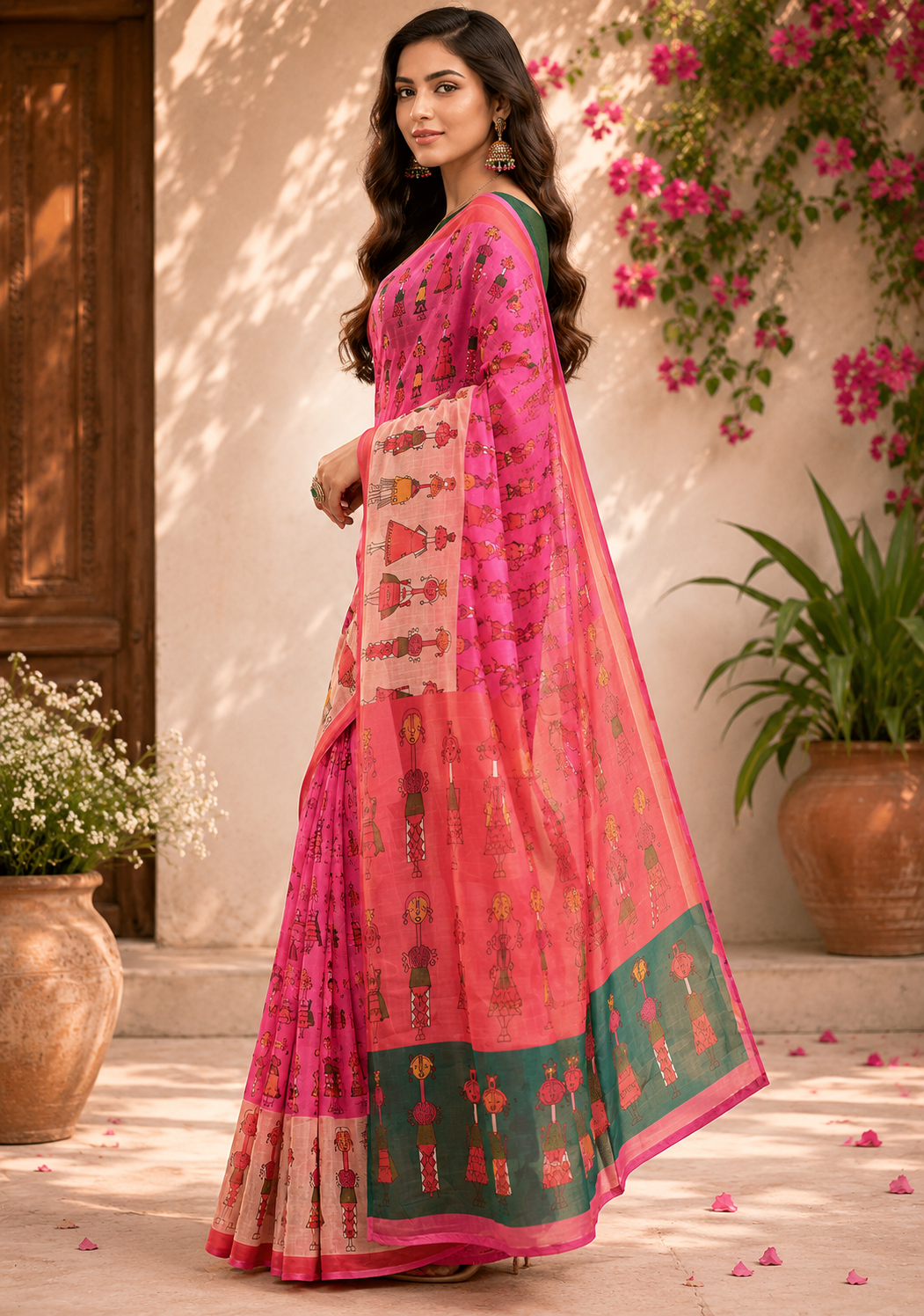 Linen Digital Printed Party Wear Saree - SAR-6009 - image 3