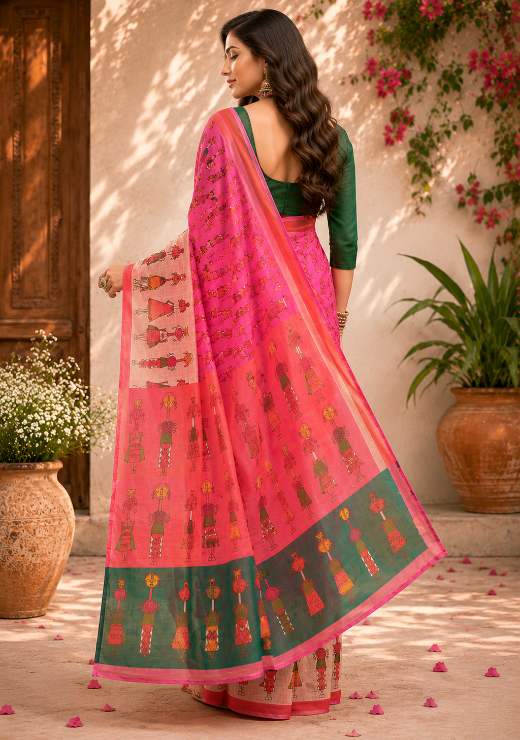 Linen Digital Printed Party Wear Saree - SAR-6009 - image 4
