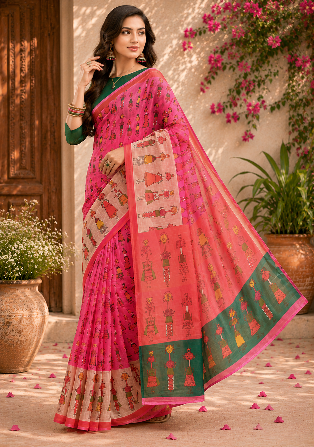 Linen Digital Printed Party Wear Saree - SAR-6009 - image 5