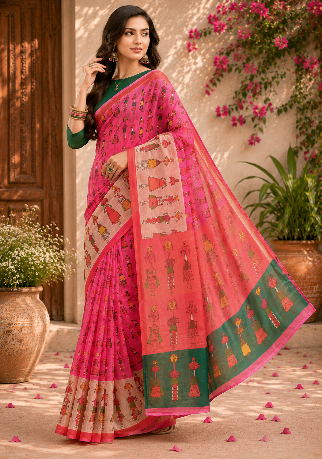 Linen Digital Printed Party Wear Saree - SAR-6009 - image 5