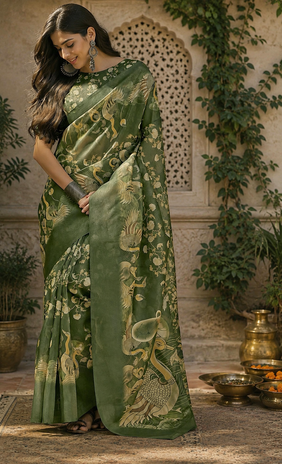 Linen Digital Printed Party Wear Saree - SAR-6010 - image 2