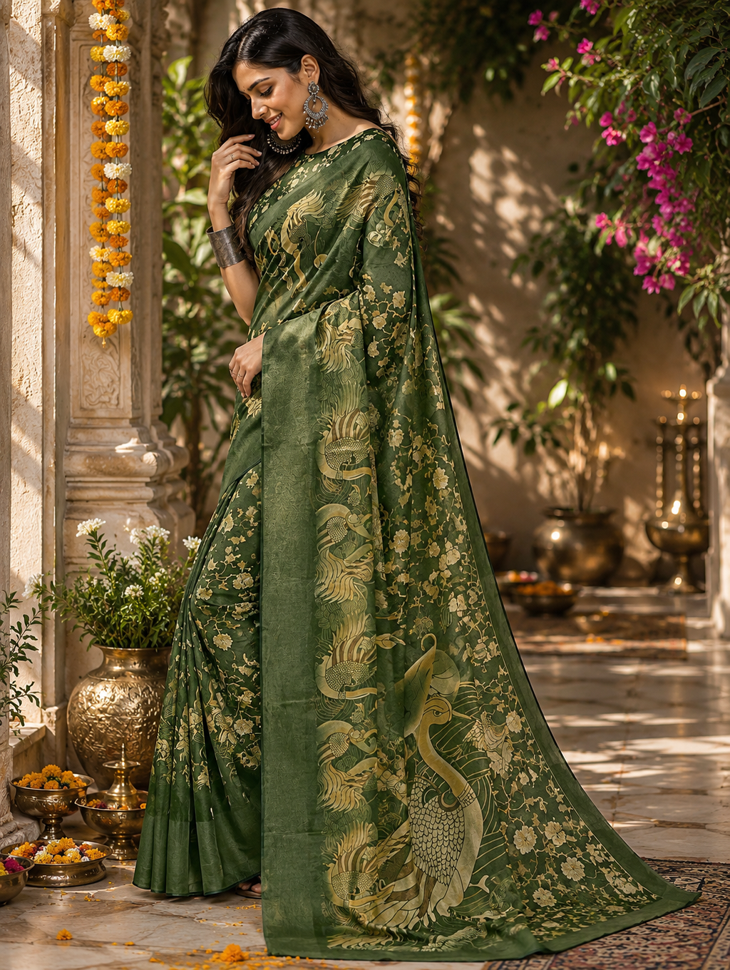 Linen Digital Printed Party Wear Saree - SAR-6010 - image 3