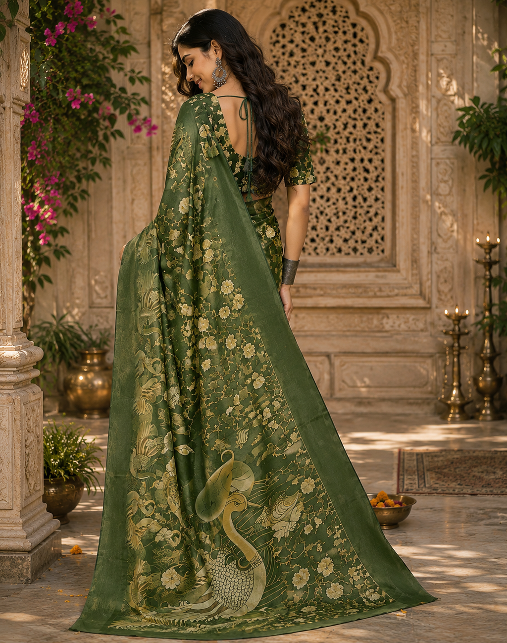 Linen Digital Printed Party Wear Saree - SAR-6010 - image 4
