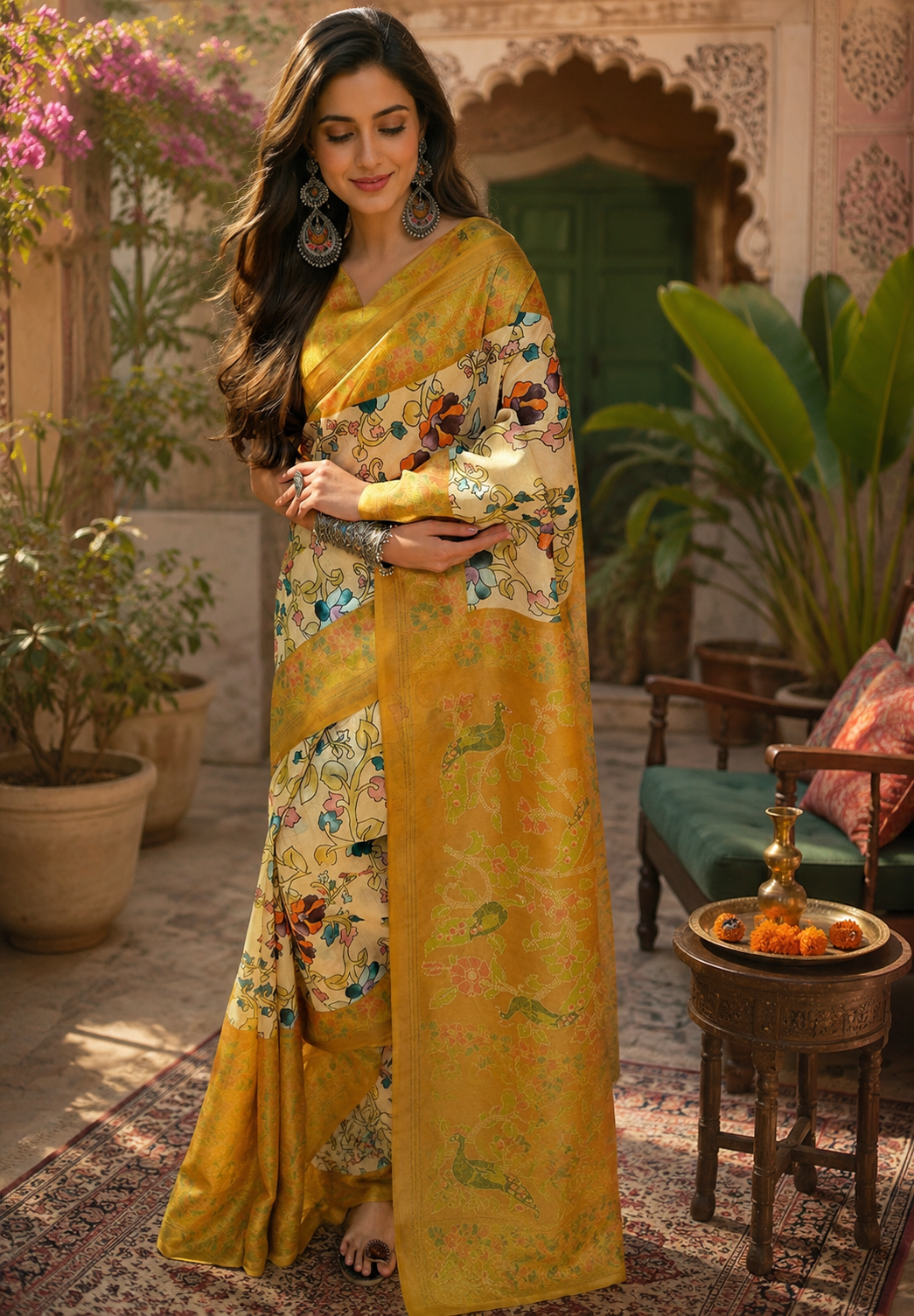 Linen Digital Printed Party Wear Saree - SAR-6012 - image 2