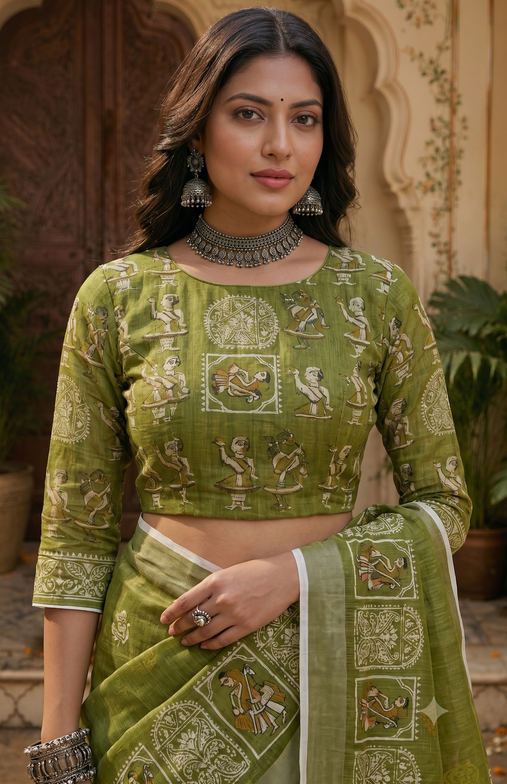 Linen Digital Printed Party Wear Saree - SAR-6013 - hero