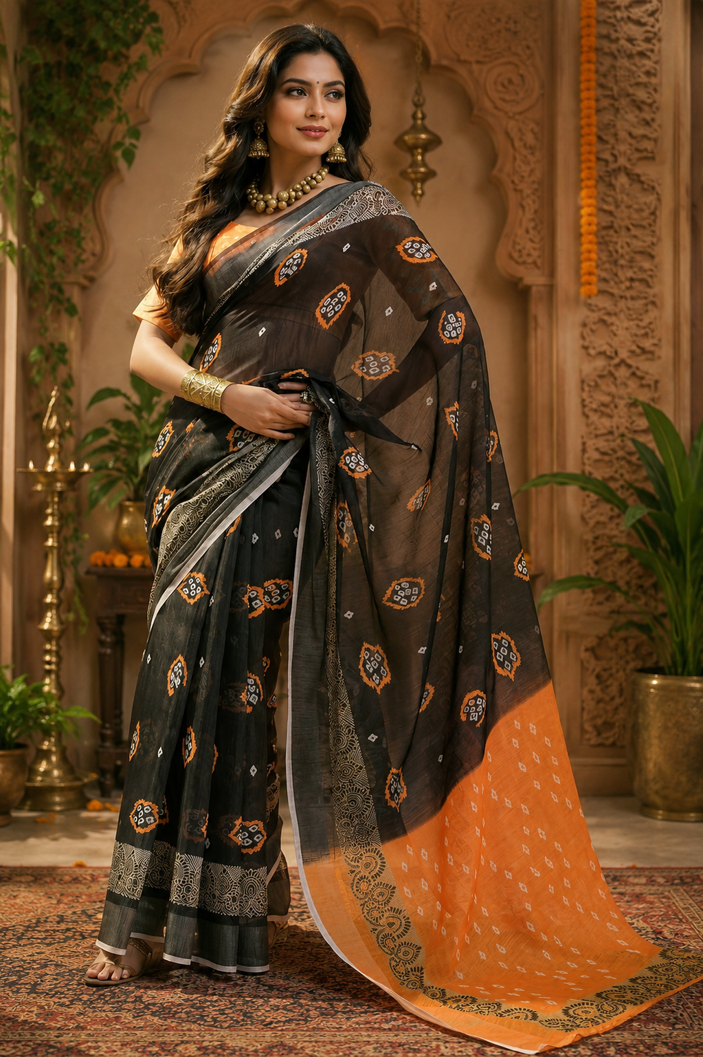 Linen Digital Printed Party Wear Saree - SAR-6014 - image 2