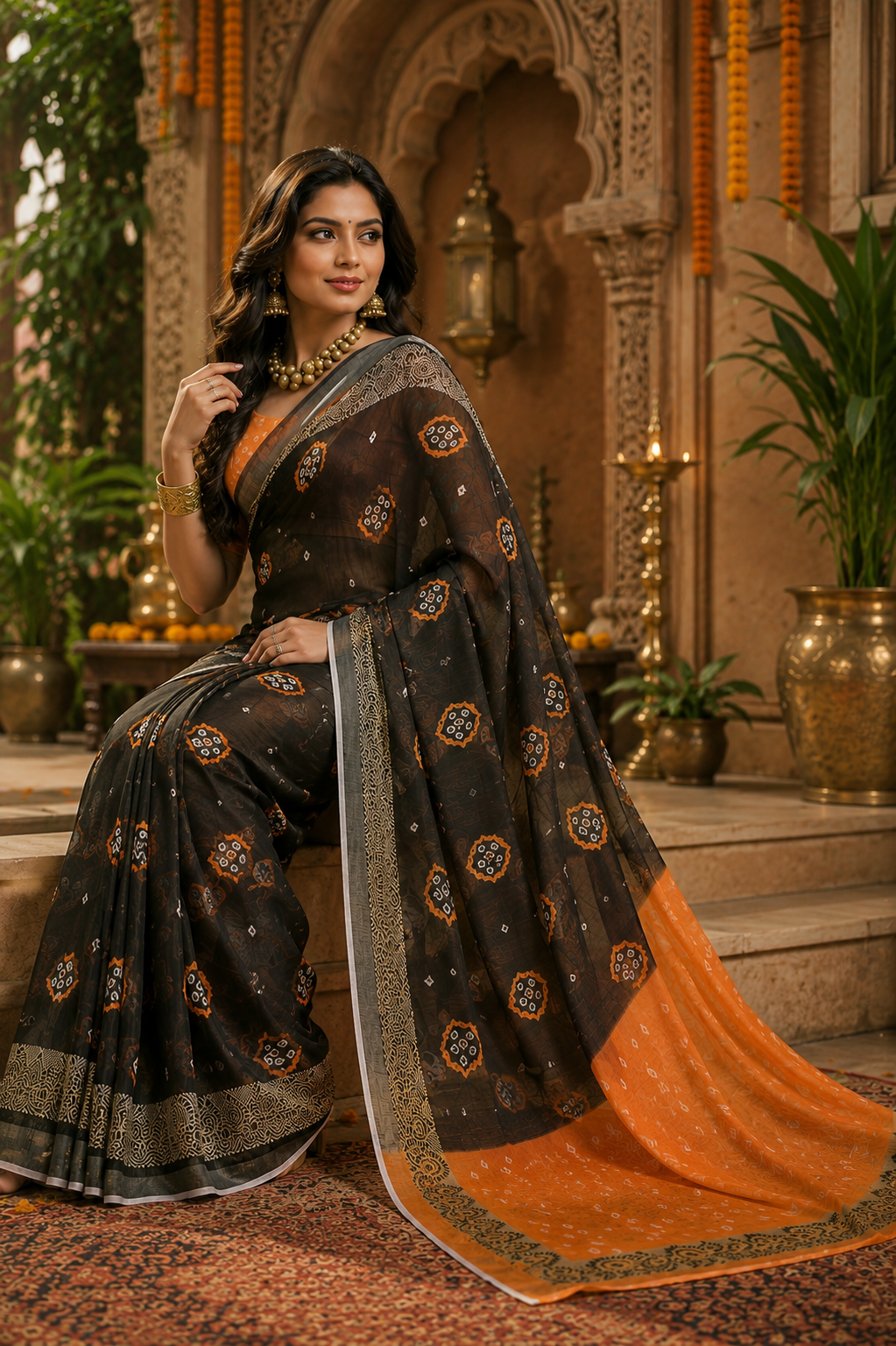 Linen Digital Printed Party Wear Saree - SAR-6014 - image 5