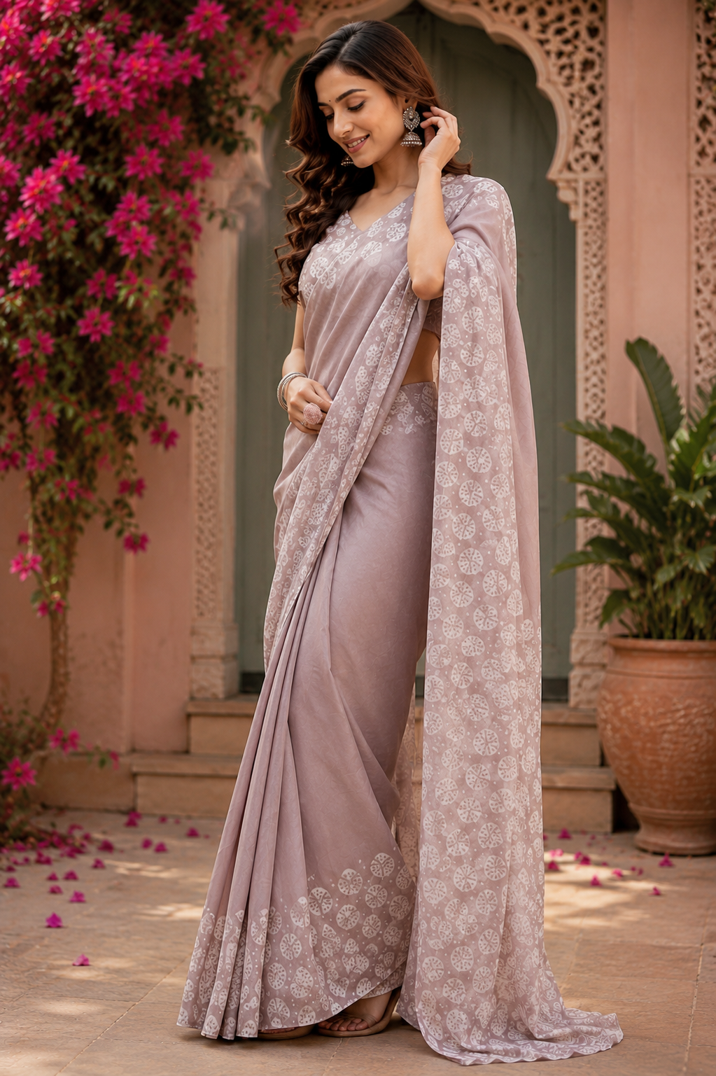 Linen Digital Printed Party Wear Saree - SAR-6016 - image 5