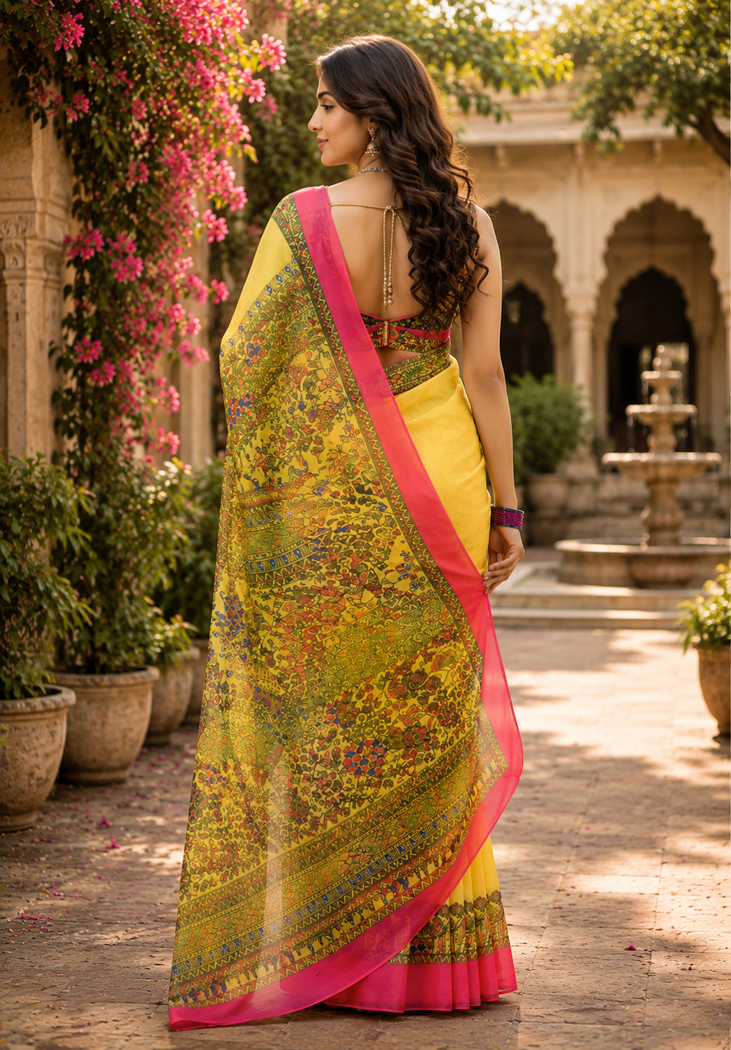 Linen Digital Printed Party Wear Saree - SAR-6017 - image 4