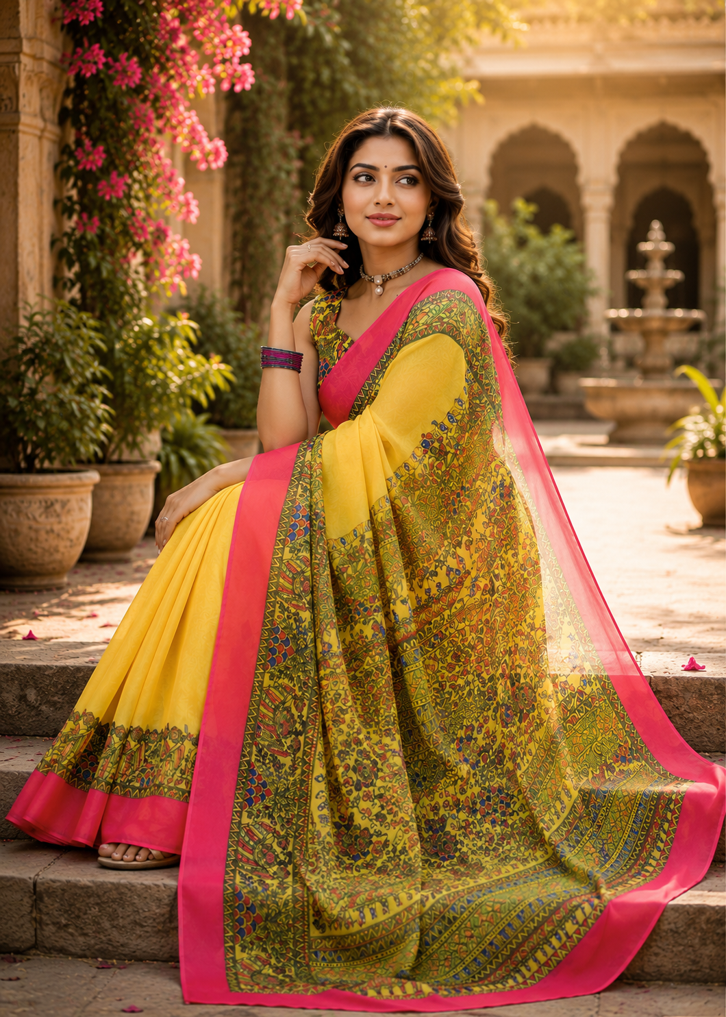Linen Digital Printed Party Wear Saree - SAR-6017 - image 5
