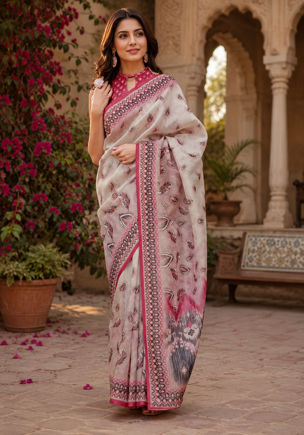 Linen Digital Printed Party Wear Saree - SAR-6018 - hero