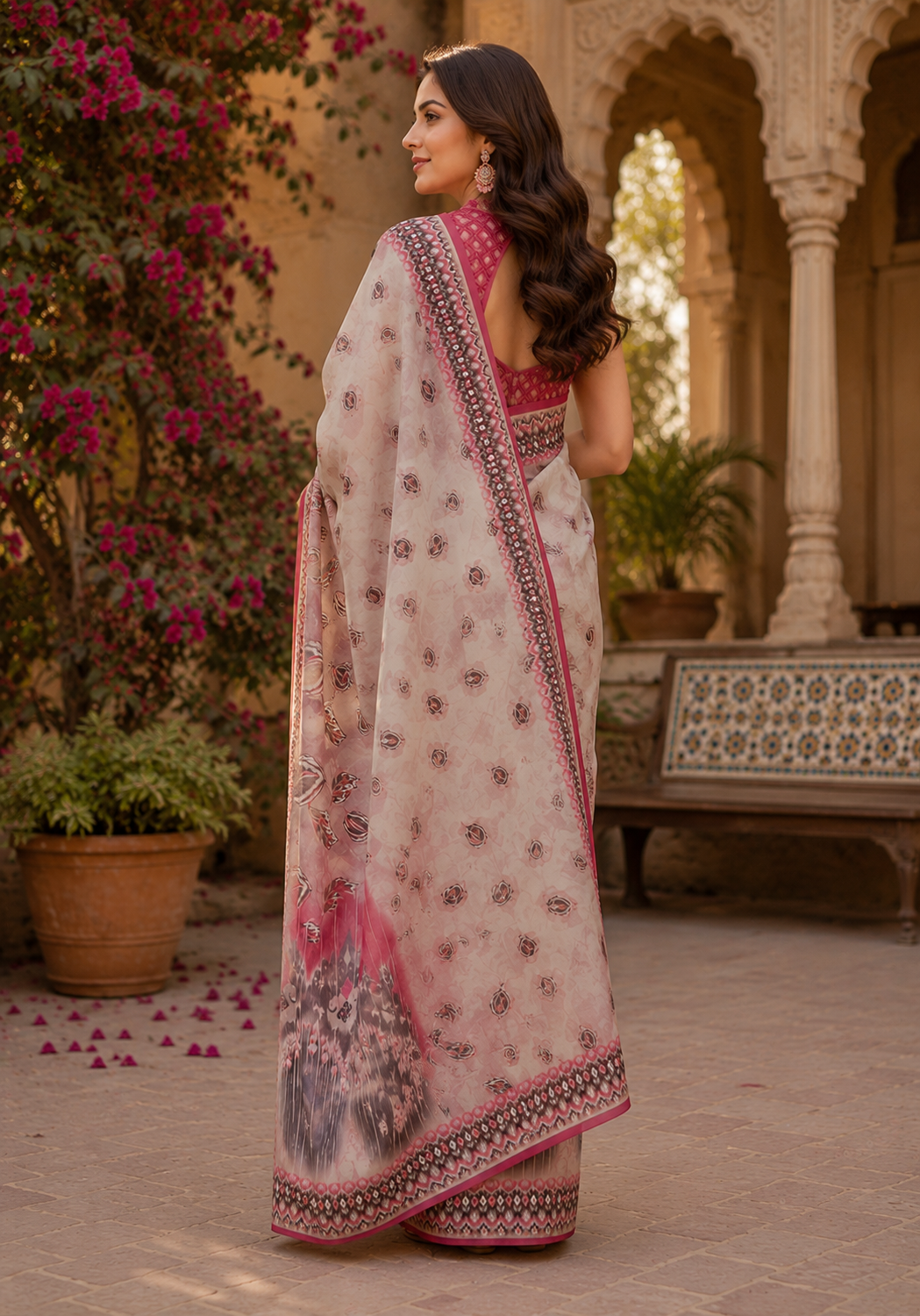 Linen Digital Printed Party Wear Saree - SAR-6018 - image 4