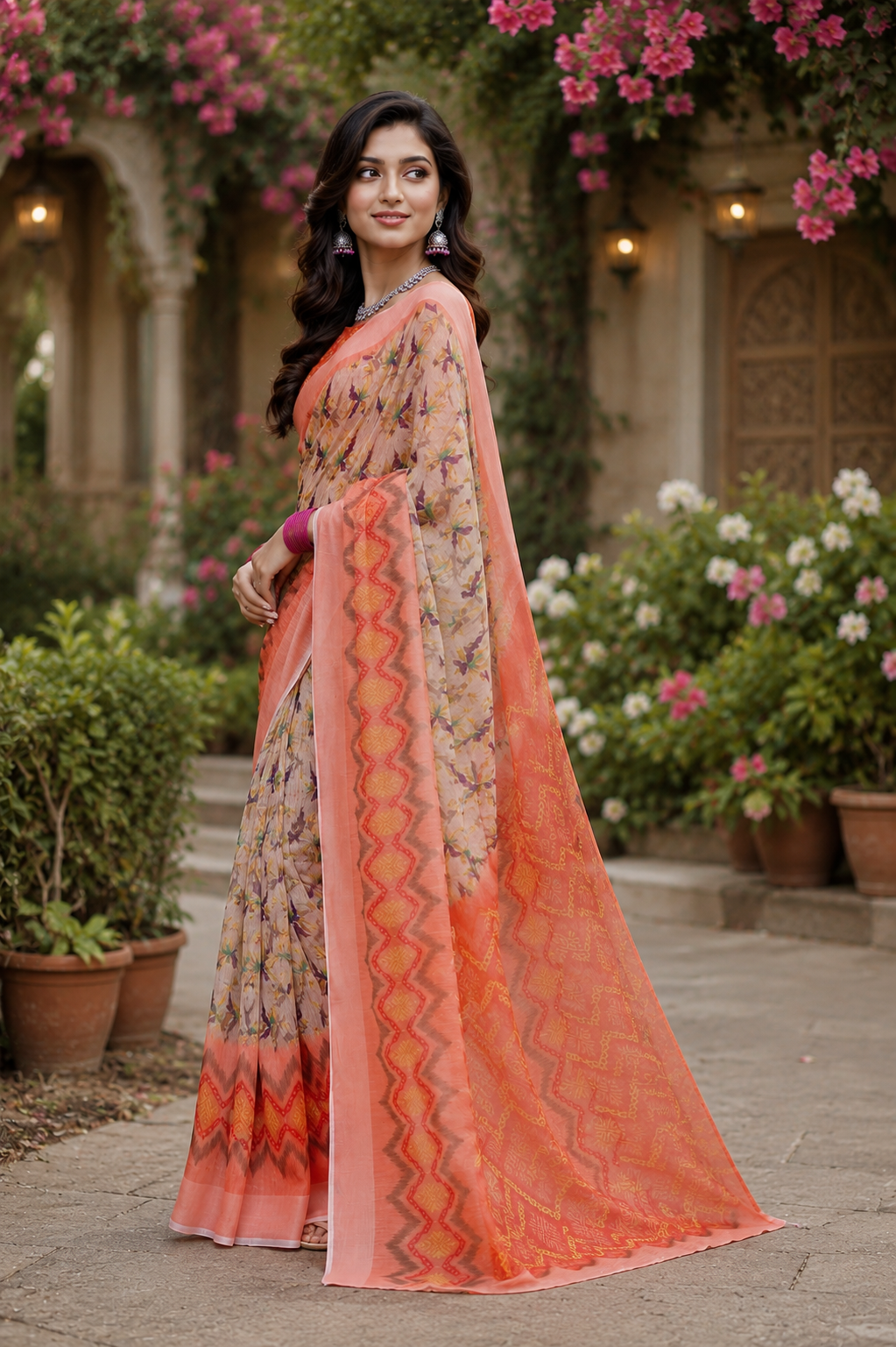Linen Digital Printed Party Wear Saree - SAR-6019 - image 3