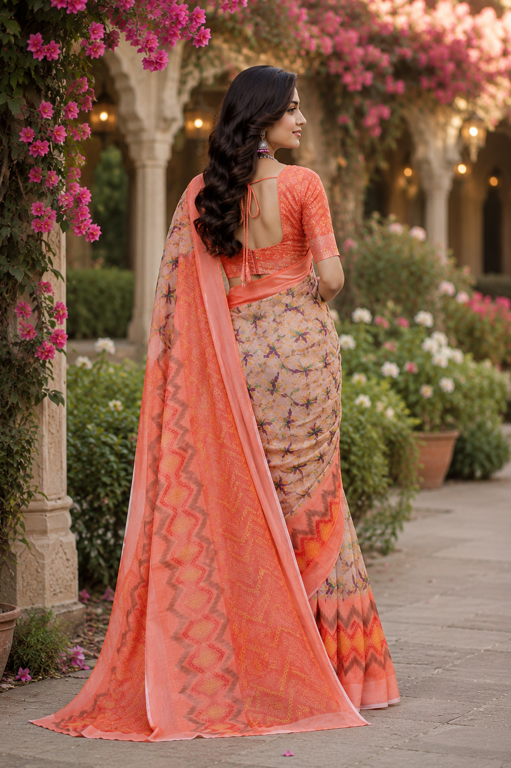 Linen Digital Printed Party Wear Saree - SAR-6019 - image 4