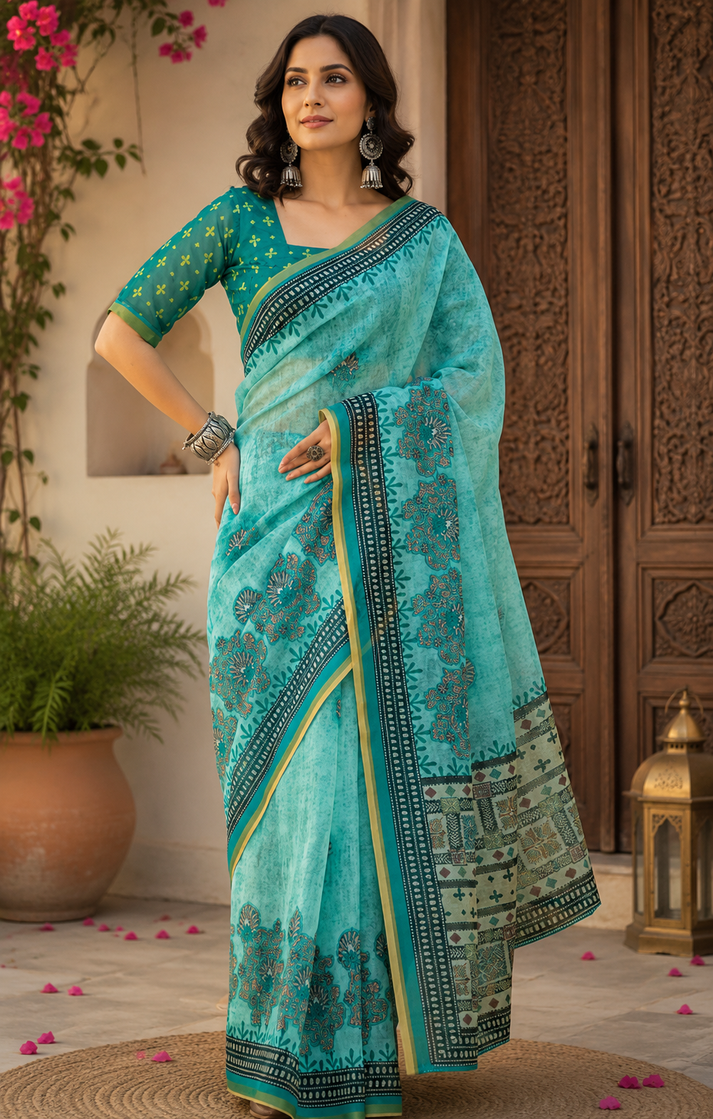 Linen Digital Printed Party Wear Saree - SAR-6029 - image 2