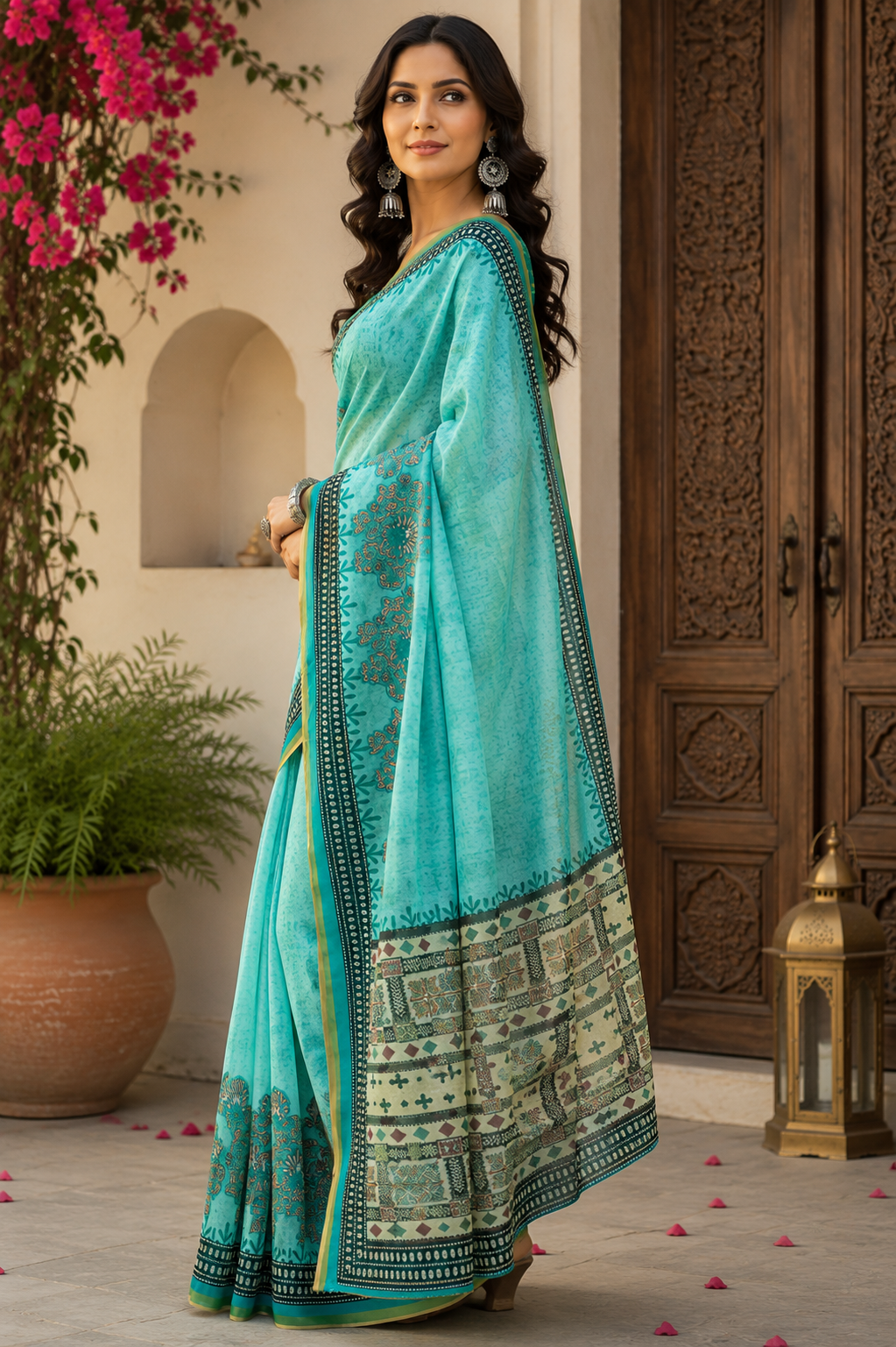 Linen Digital Printed Party Wear Saree - SAR-6029 - image 3
