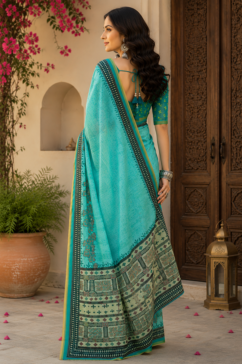 Linen Digital Printed Party Wear Saree - SAR-6029 - image 4