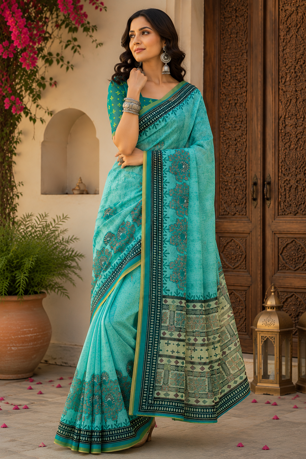 Linen Digital Printed Party Wear Saree - SAR-6029 - image 5