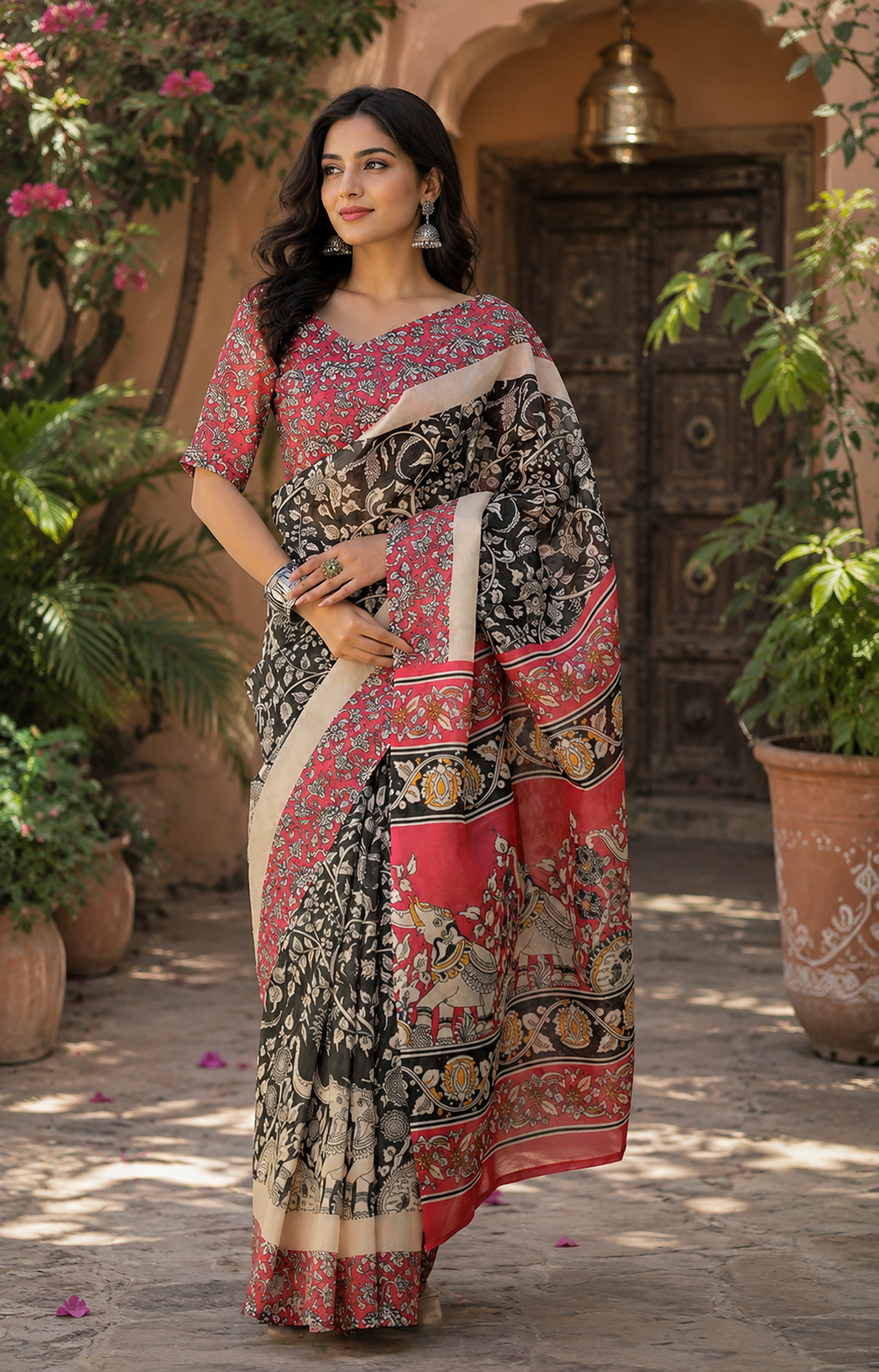 Linen Digital Printed Party Wear Saree - SAR-6031 - image 2