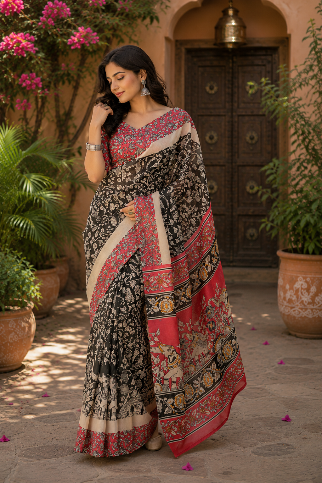 Linen Digital Printed Party Wear Saree - SAR-6031 - image 5