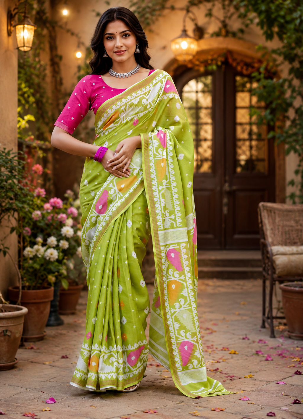 Linen Digital Printed Party Wear Saree - SAR-6046 - hero