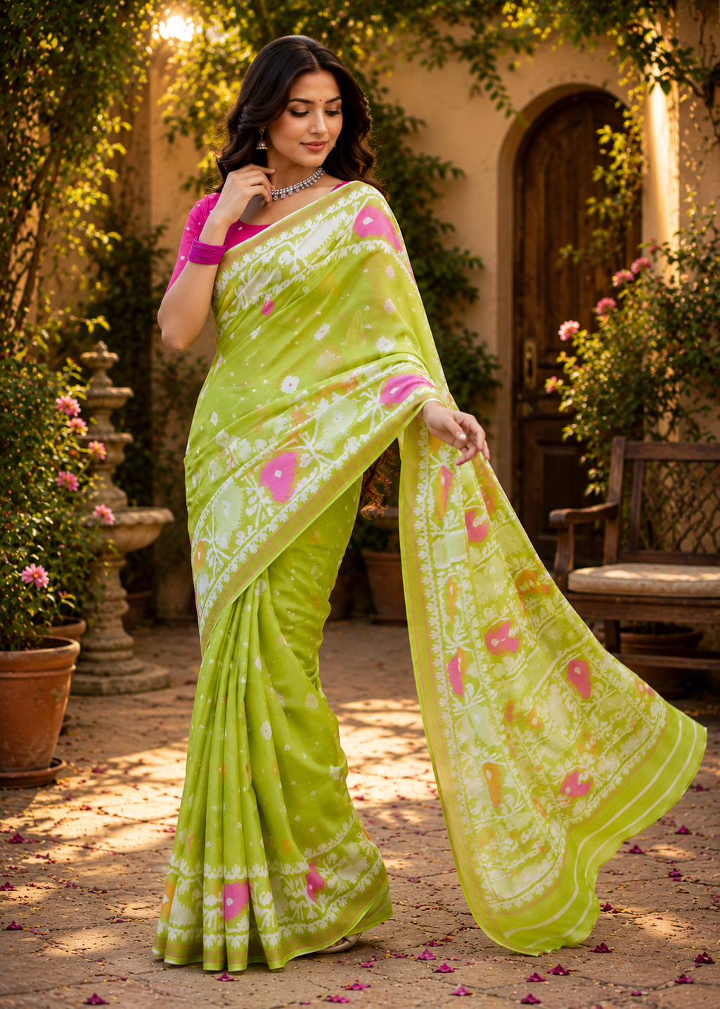Linen Digital Printed Party Wear Saree - SAR-6046 - image 4