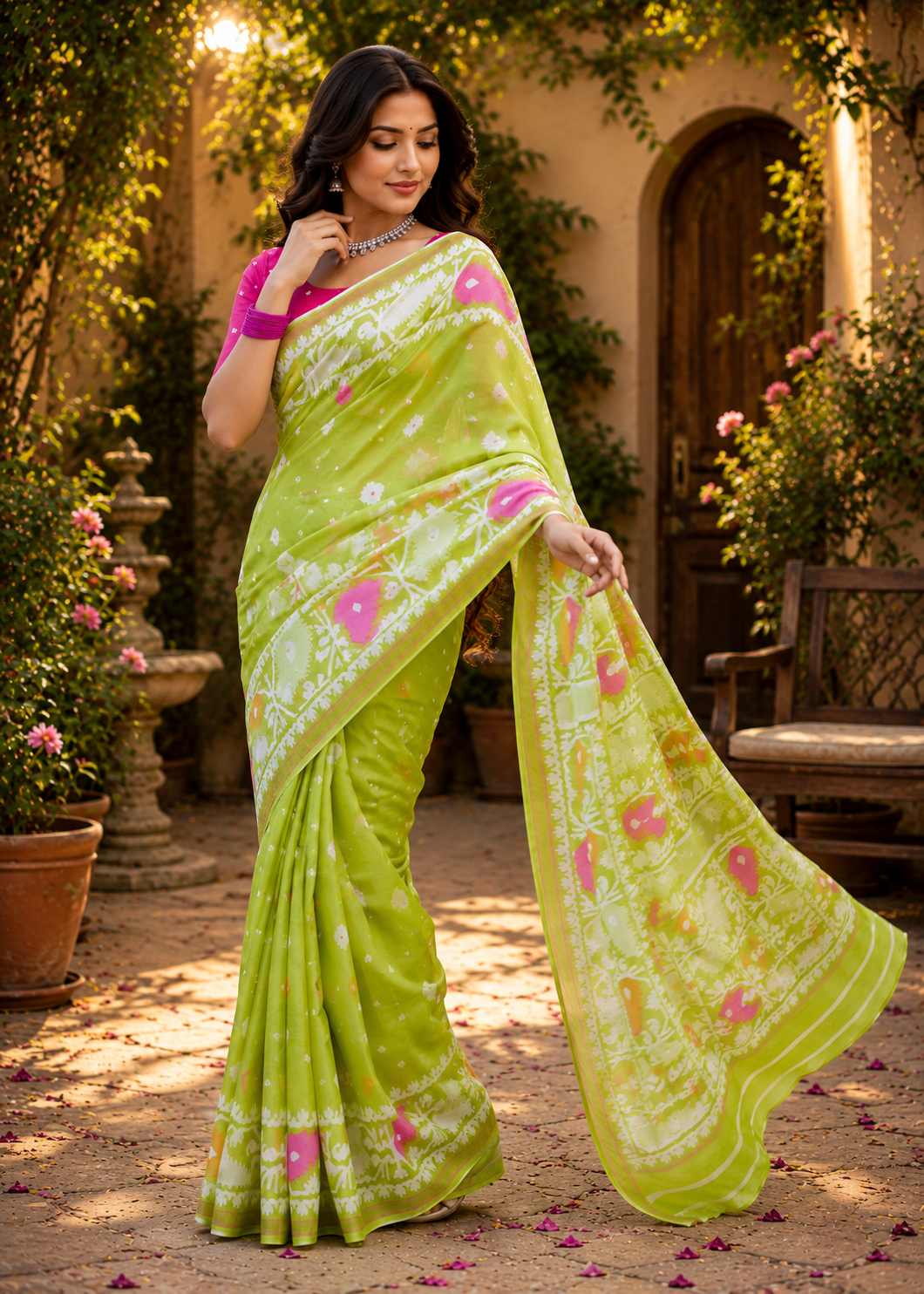 Linen Digital Printed Party Wear Saree - SAR-6046 - image 4