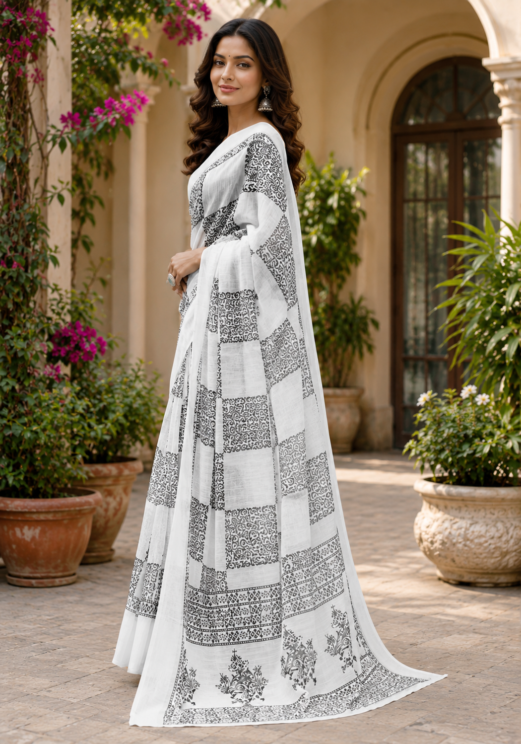 Linen Digital Printed Party Wear Saree - SAR-6047 - image 3
