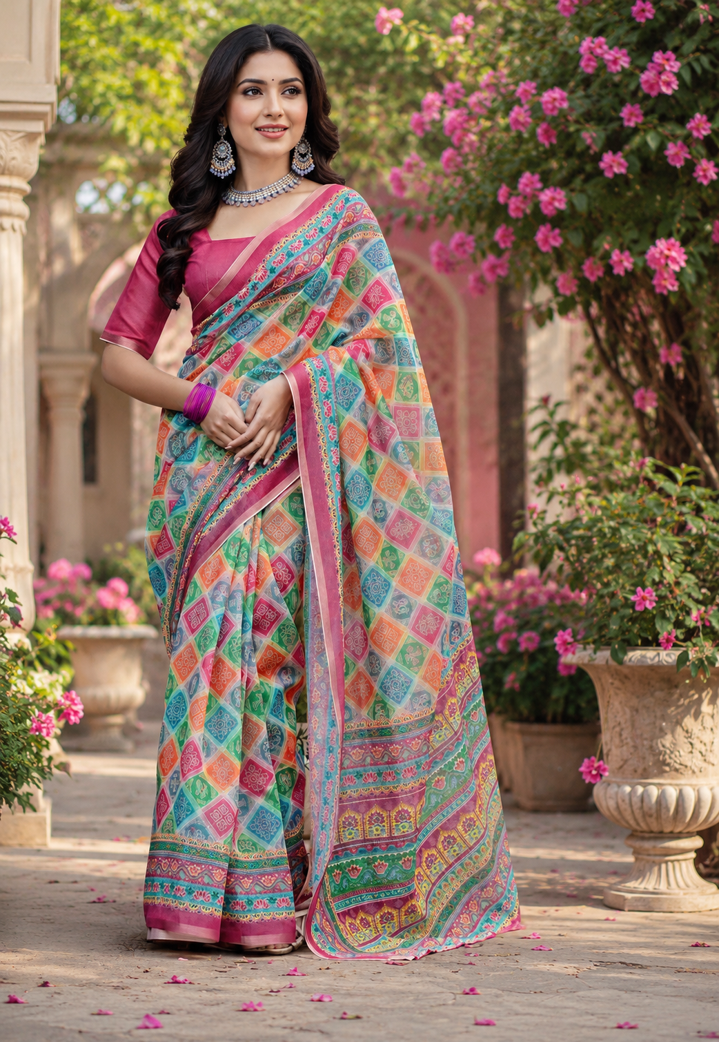 Linen Digital Printed Party Wear Saree - SAR-6049 - image 2