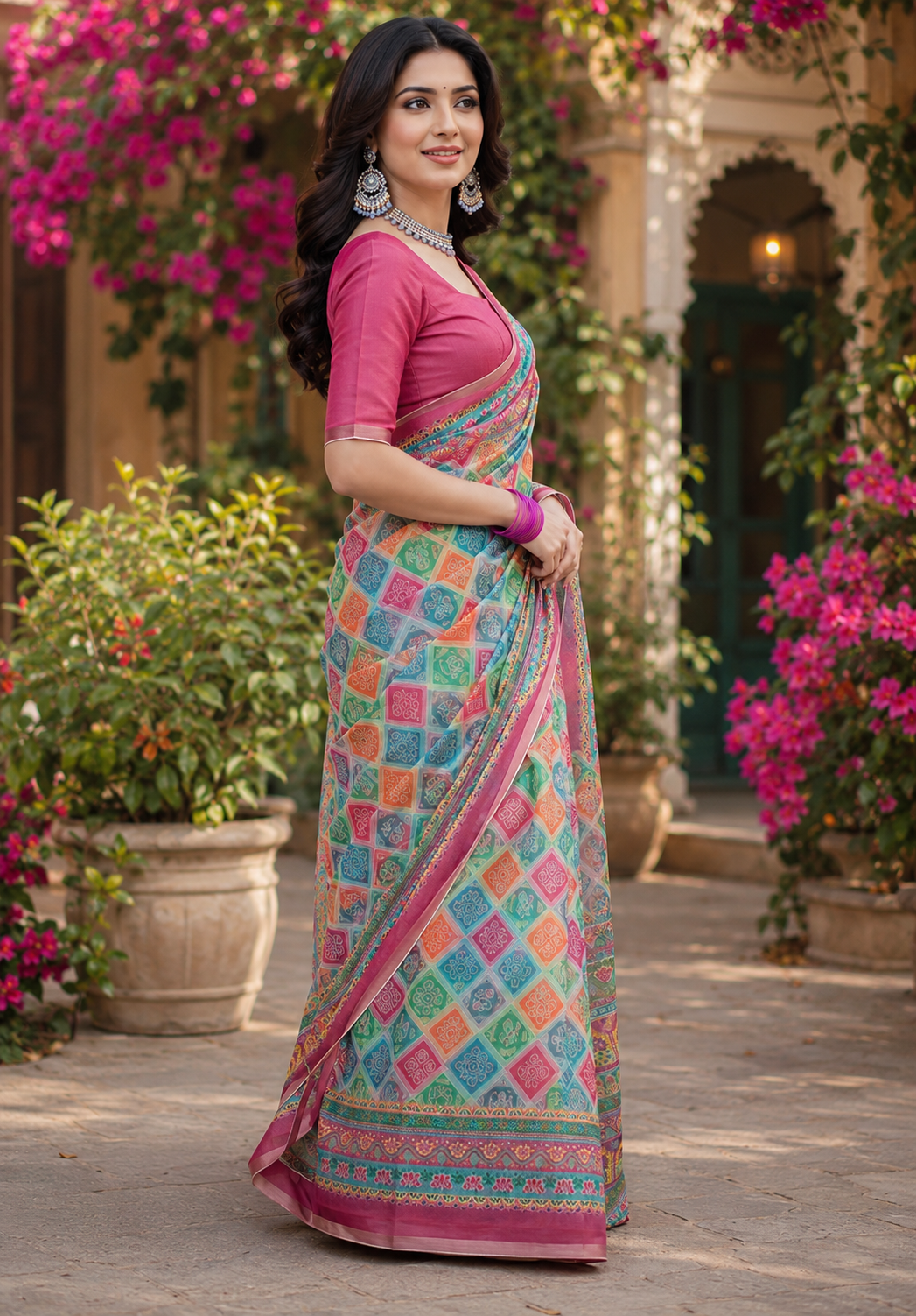 Linen Digital Printed Party Wear Saree - SAR-6049 - image 3
