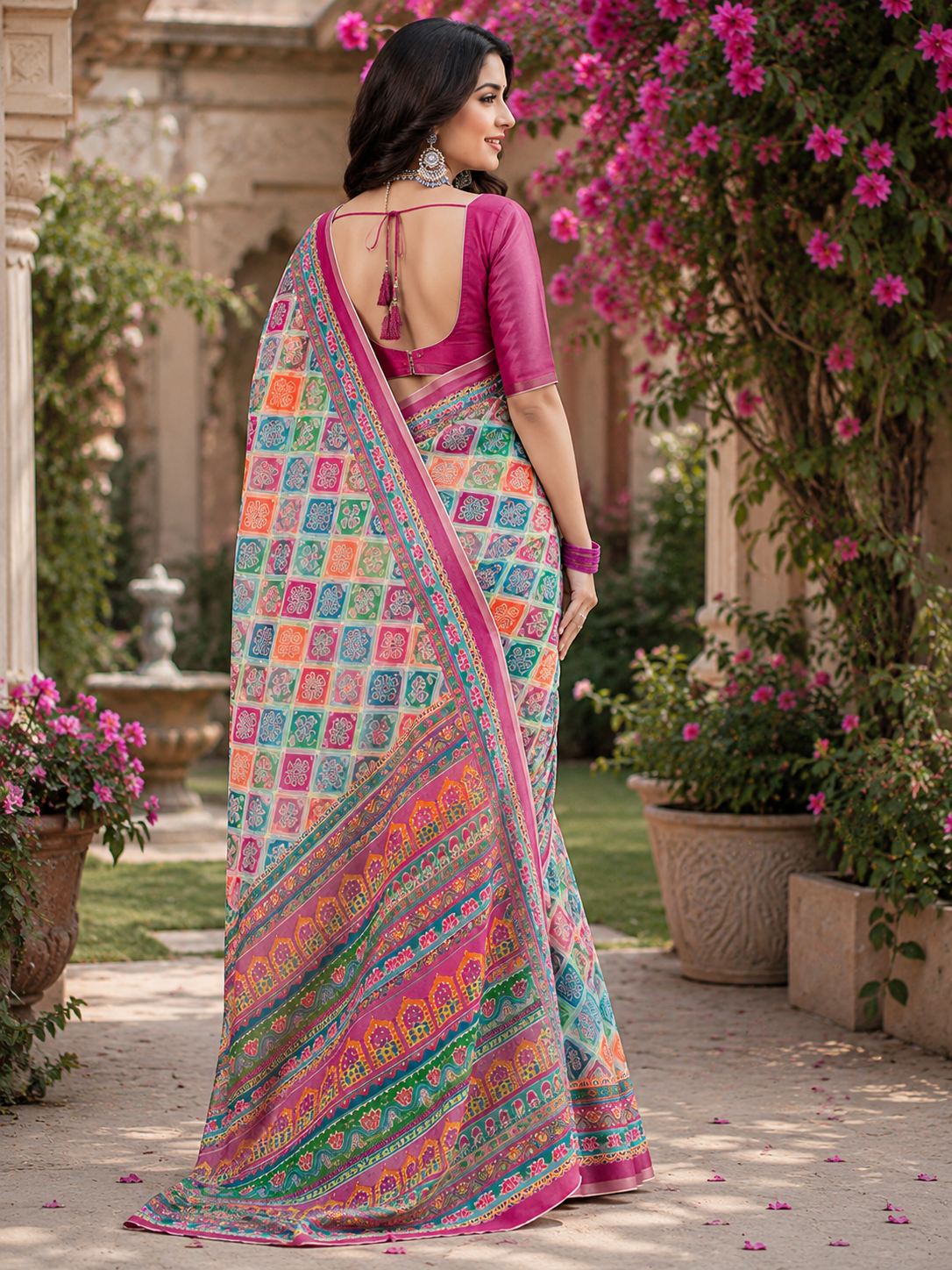 Linen Digital Printed Party Wear Saree - SAR-6049 - image 4