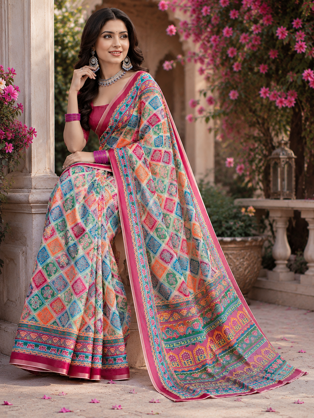 Linen Digital Printed Party Wear Saree - SAR-6049 - image 5