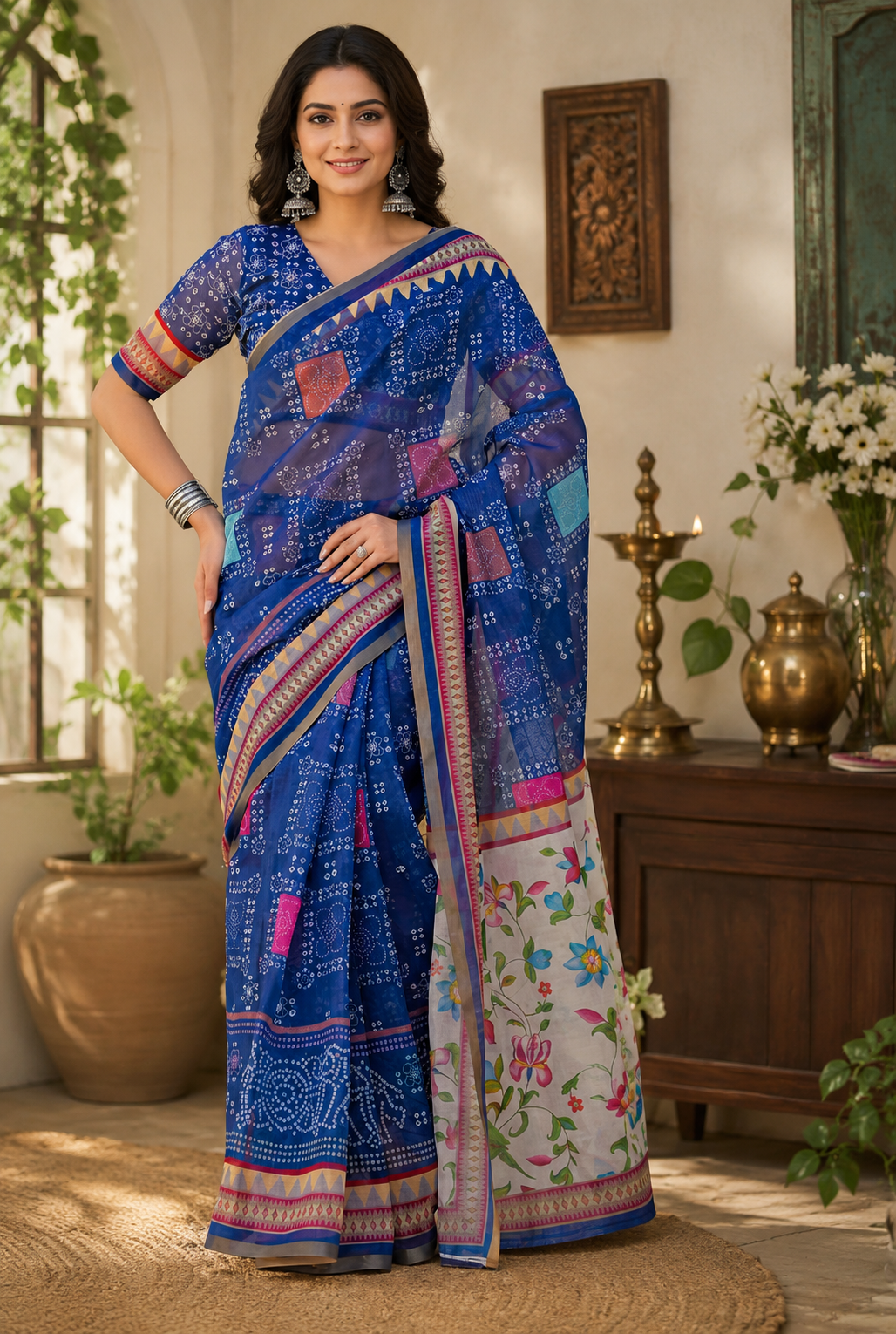 Linen Digital Printed Party Wear Saree - SAR-6050 - image 2