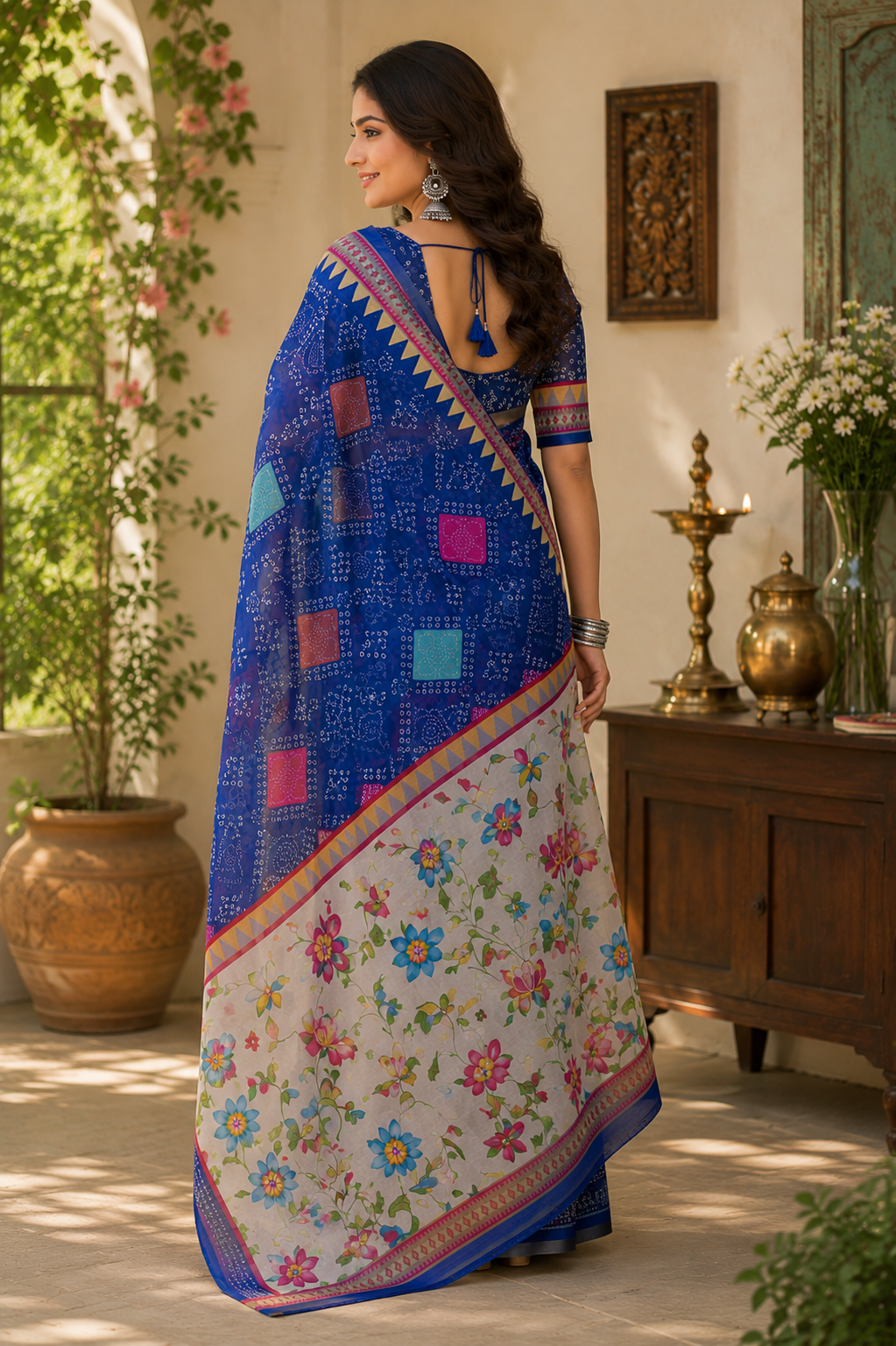 Linen Digital Printed Party Wear Saree - SAR-6050 - image 4