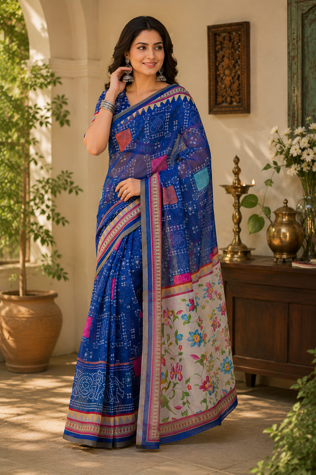 Linen Digital Printed Party Wear Saree - SAR-6050 - image 5