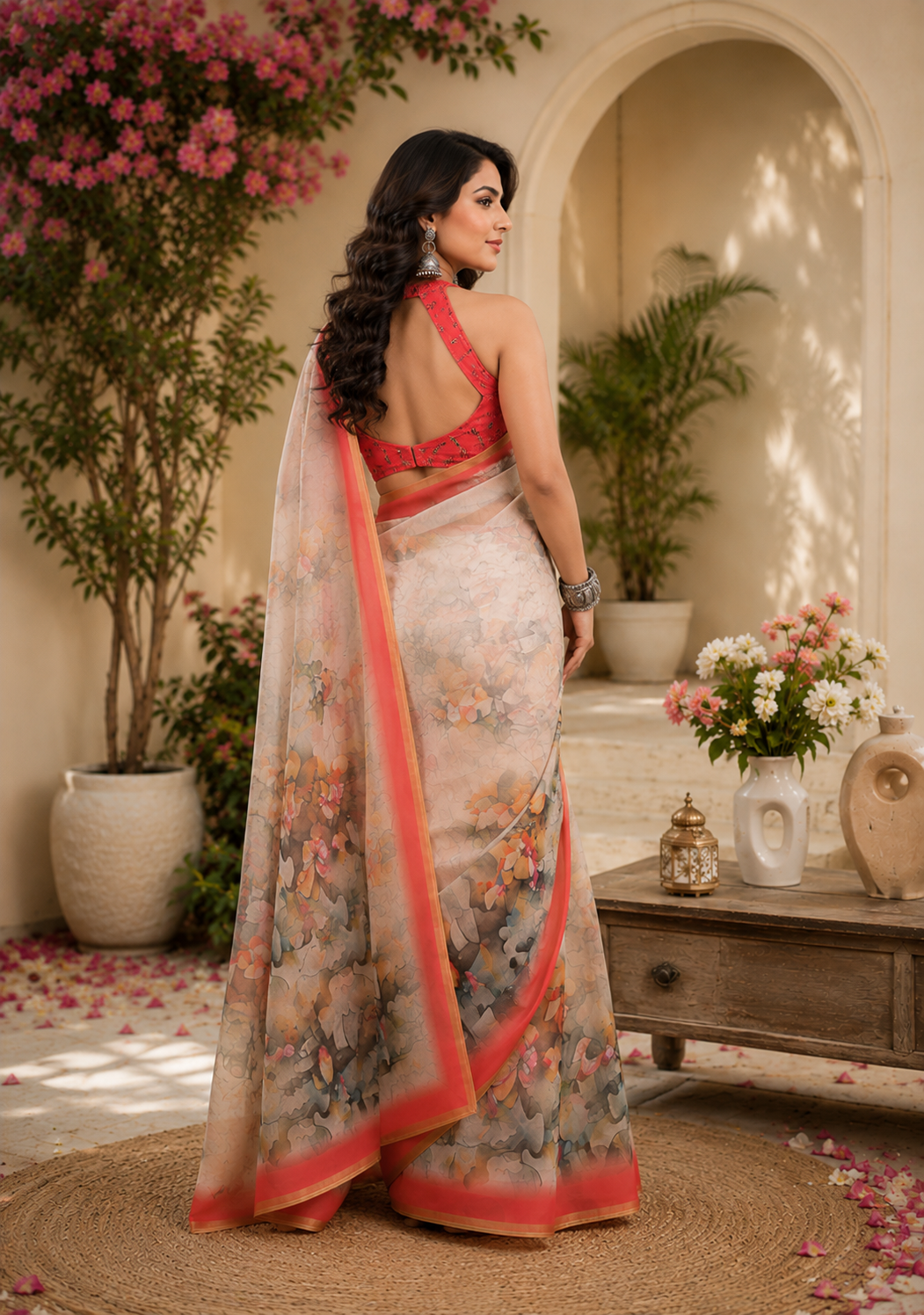 Linen Digital Printed Party Wear Saree - SAR-6051 - image 4