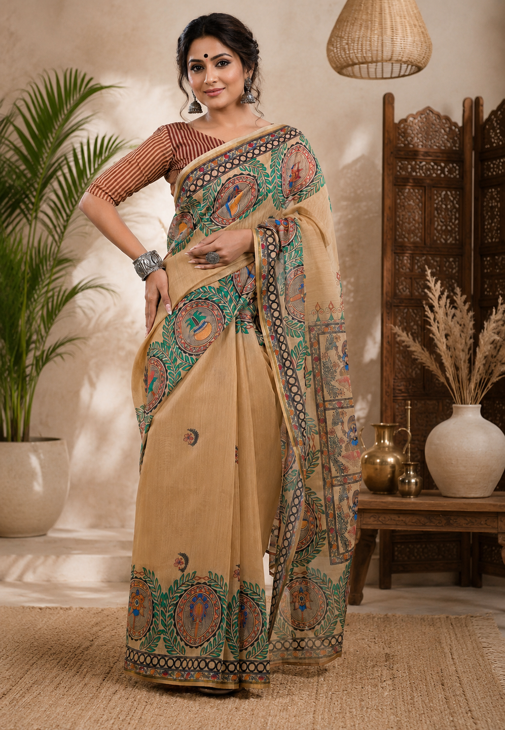 Linen Digital Printed Party Wear Saree - SAR-6052 - image 2