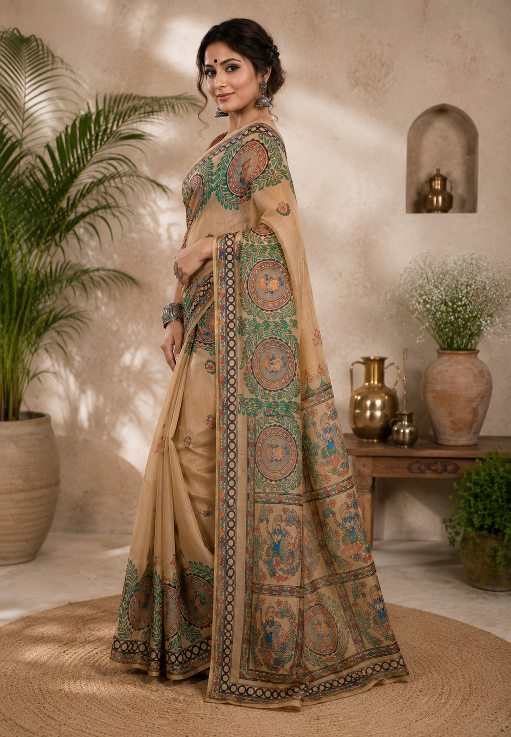 Linen Digital Printed Party Wear Saree - SAR-6052 - image 3