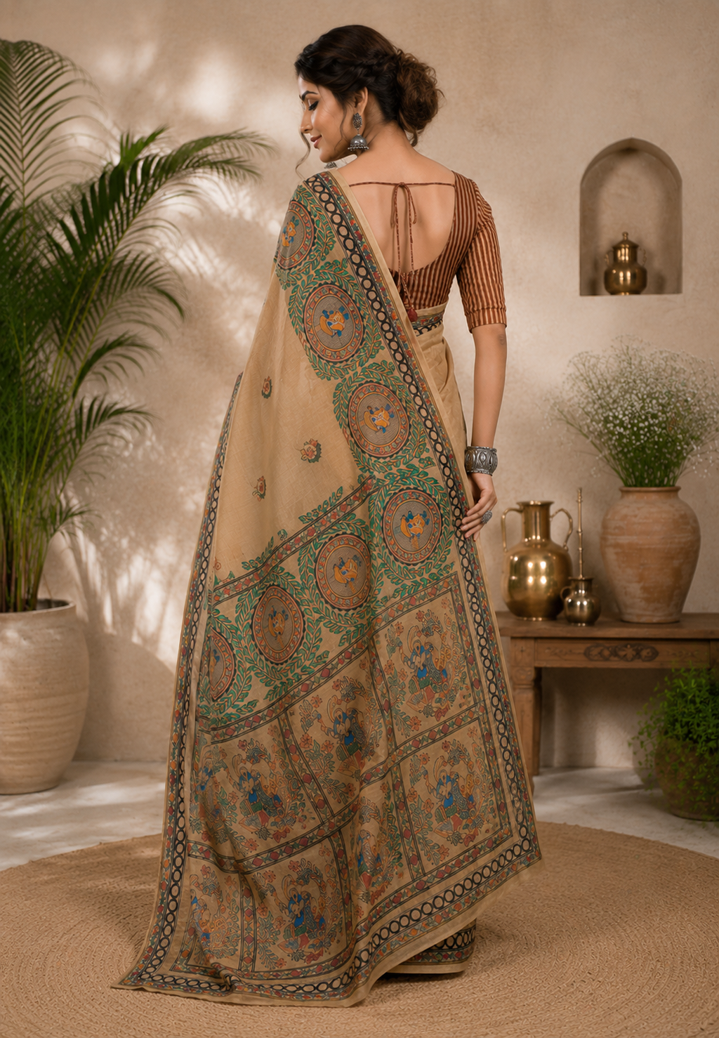 Linen Digital Printed Party Wear Saree - SAR-6052 - image 4
