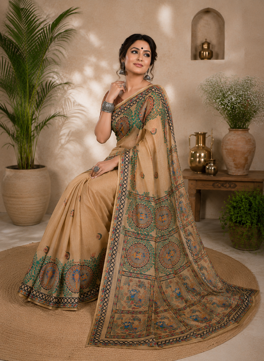 Linen Digital Printed Party Wear Saree - SAR-6052 - image 5