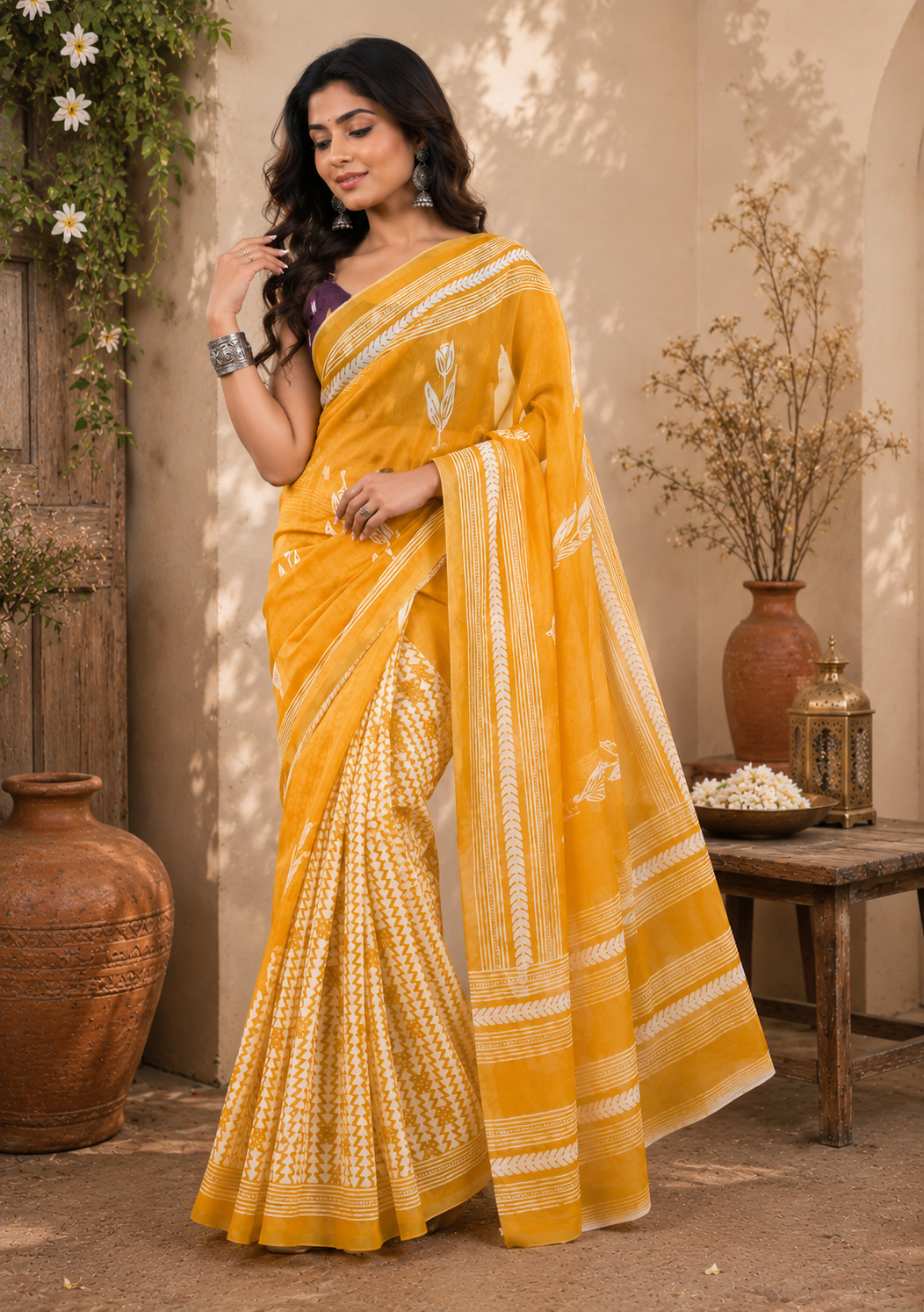 Linen Digital Printed Party Wear Saree - SAR-6053 - image 4